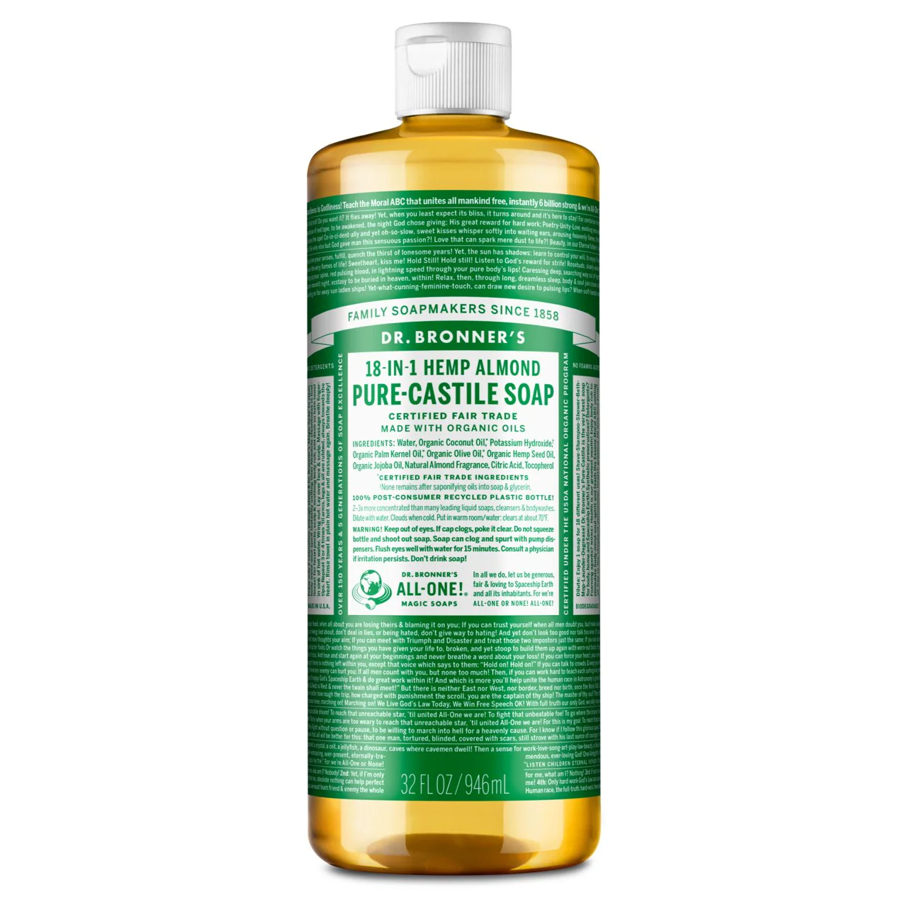 Dr. Bronner's Pure-Castile Liquid Soap - Almond - Image 3